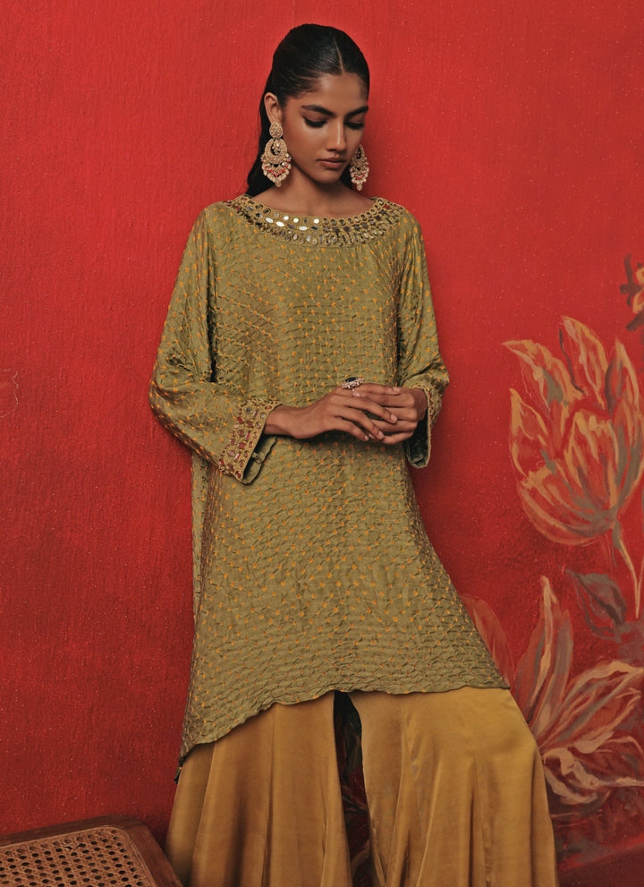 Twenty Nine Green And Yellow Bandhani Kurta Pants SetFabilicious Fashion
