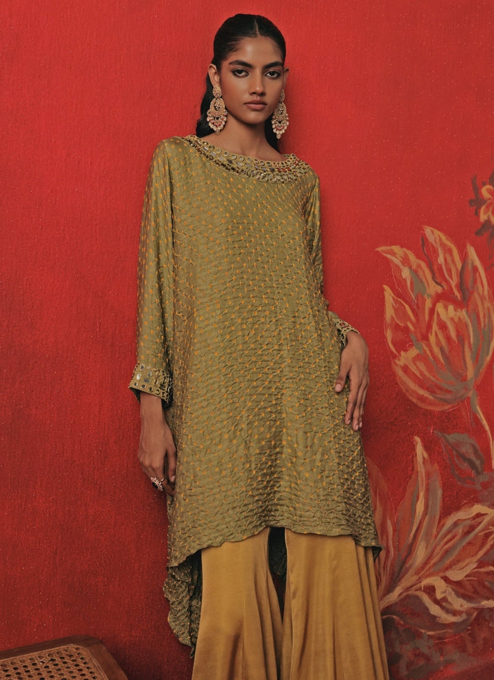 Twenty Nine Green And Yellow Bandhani Kurta Pants SetFabilicious Fashion
