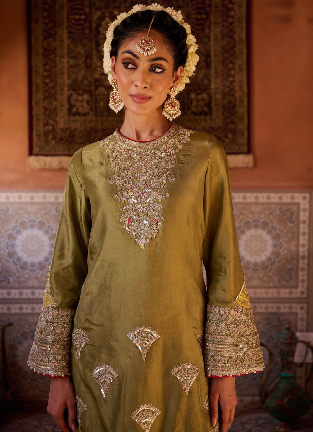 Green And Yellow Kurta Salwar Set KAPDA DORI - Fabilicious Fashion