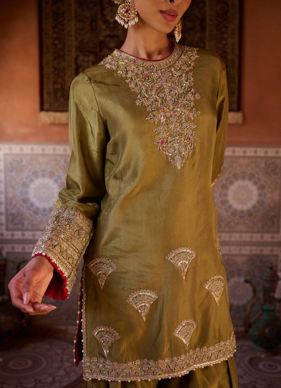 Green And Yellow Kurta Salwar Set KAPDA DORI - Fabilicious Fashion
