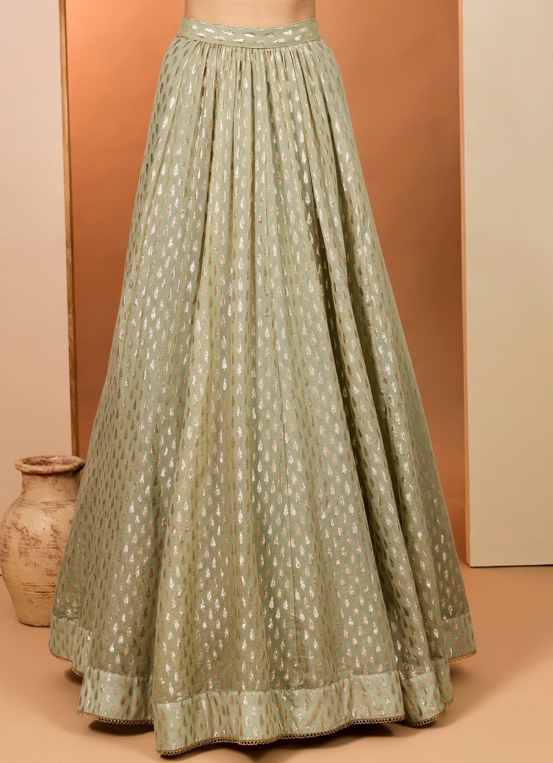 Green Banarasi Chanderi Corset Lehenga Set Neha Khullar - Fabilicious Fashion