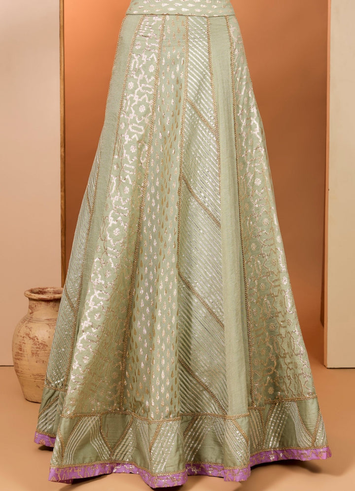 Green Banarasi Chanderi Lehenga Set Neha Khullar - Fabilicious Fashion