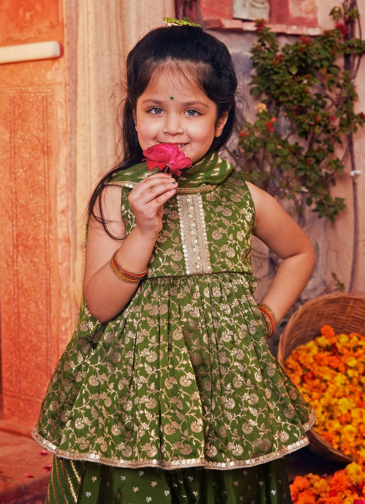 Chotibuti Green Banarasi Silk Peplum Palazzo SetFabilicious Fashion