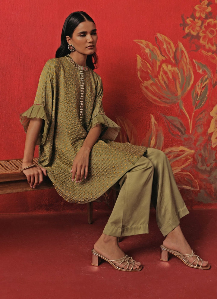 Twenty Nine Green Bandhani Kurta Palazzo SetFabilicious Fashion