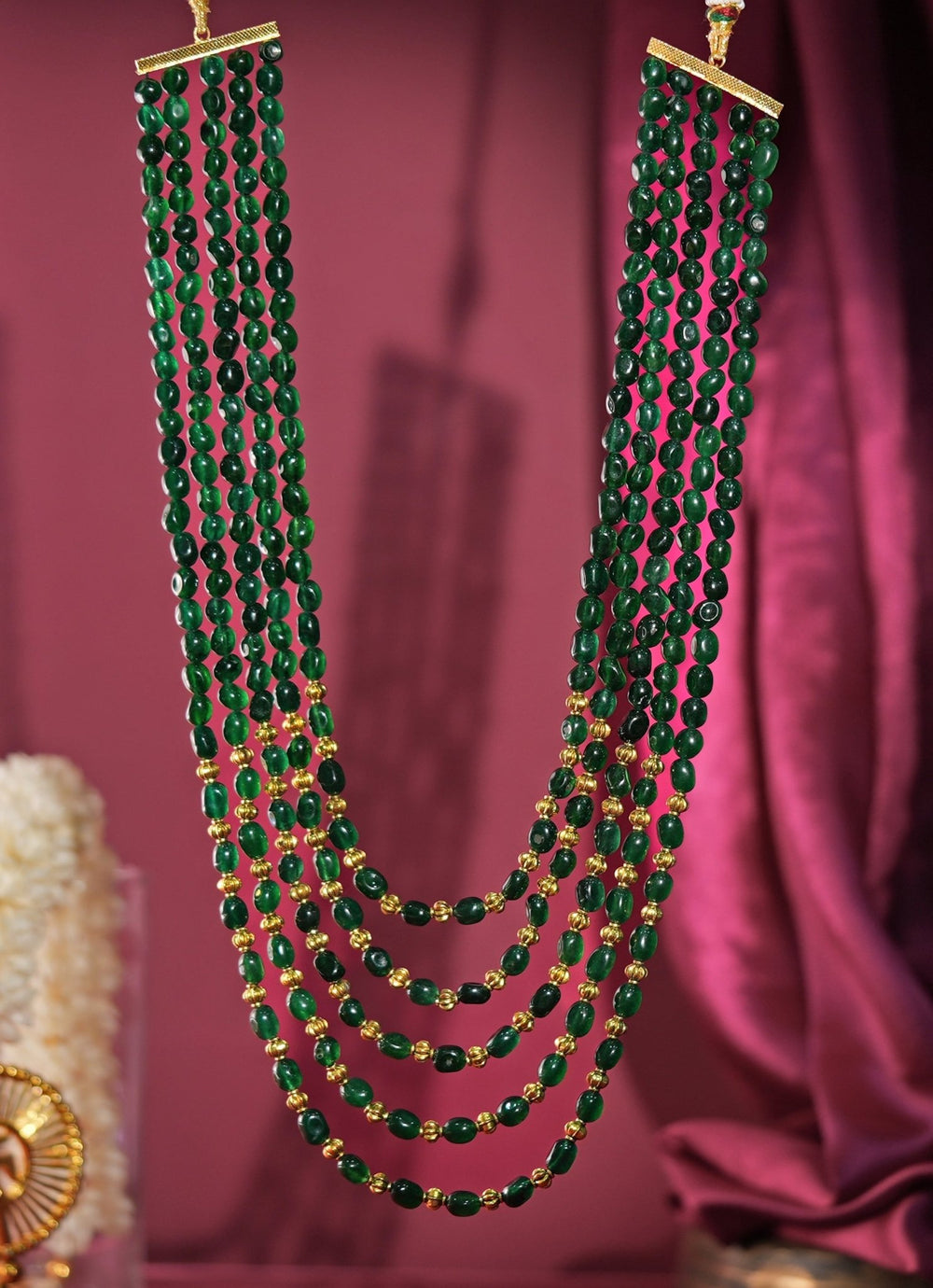Green Beaded And Embellished Long Maala Kalyani Indian Jewelry - Fabilicious Fashion