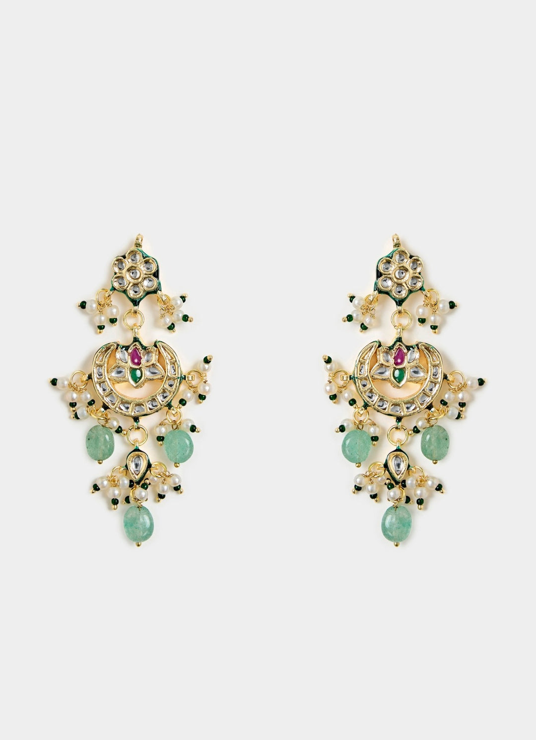 Green Beaded Kundan Choker Necklace Set Vivinia By Vidhi Mehra - Fabilicious Fashion