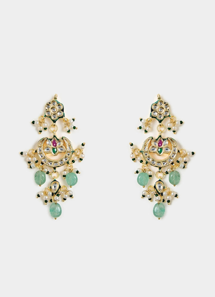 Green Beaded Kundan Choker Necklace Set Vivinia By Vidhi Mehra - Fabilicious Fashion