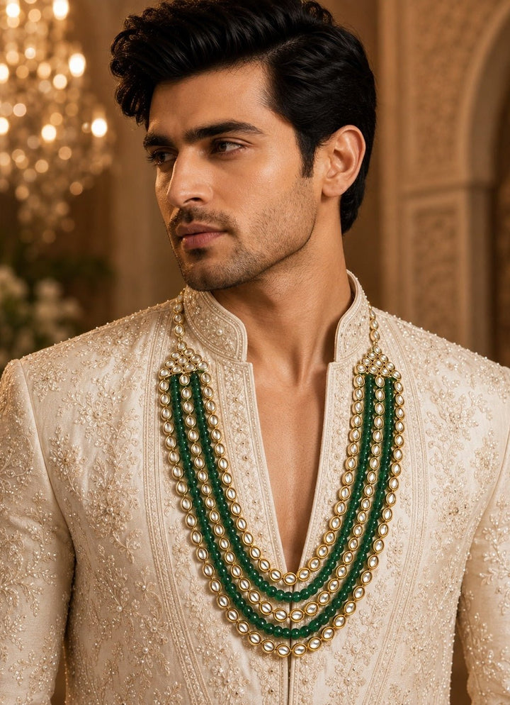 Vivinia By Vidhi Mehra Green Beaded Kundan Layered MalaFabilicious Fashion