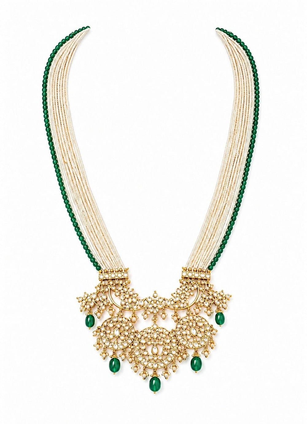 Vivinia By Vidhi Mehra Green Beaded Kundan Pendant NecklaceFabilicious Fashion