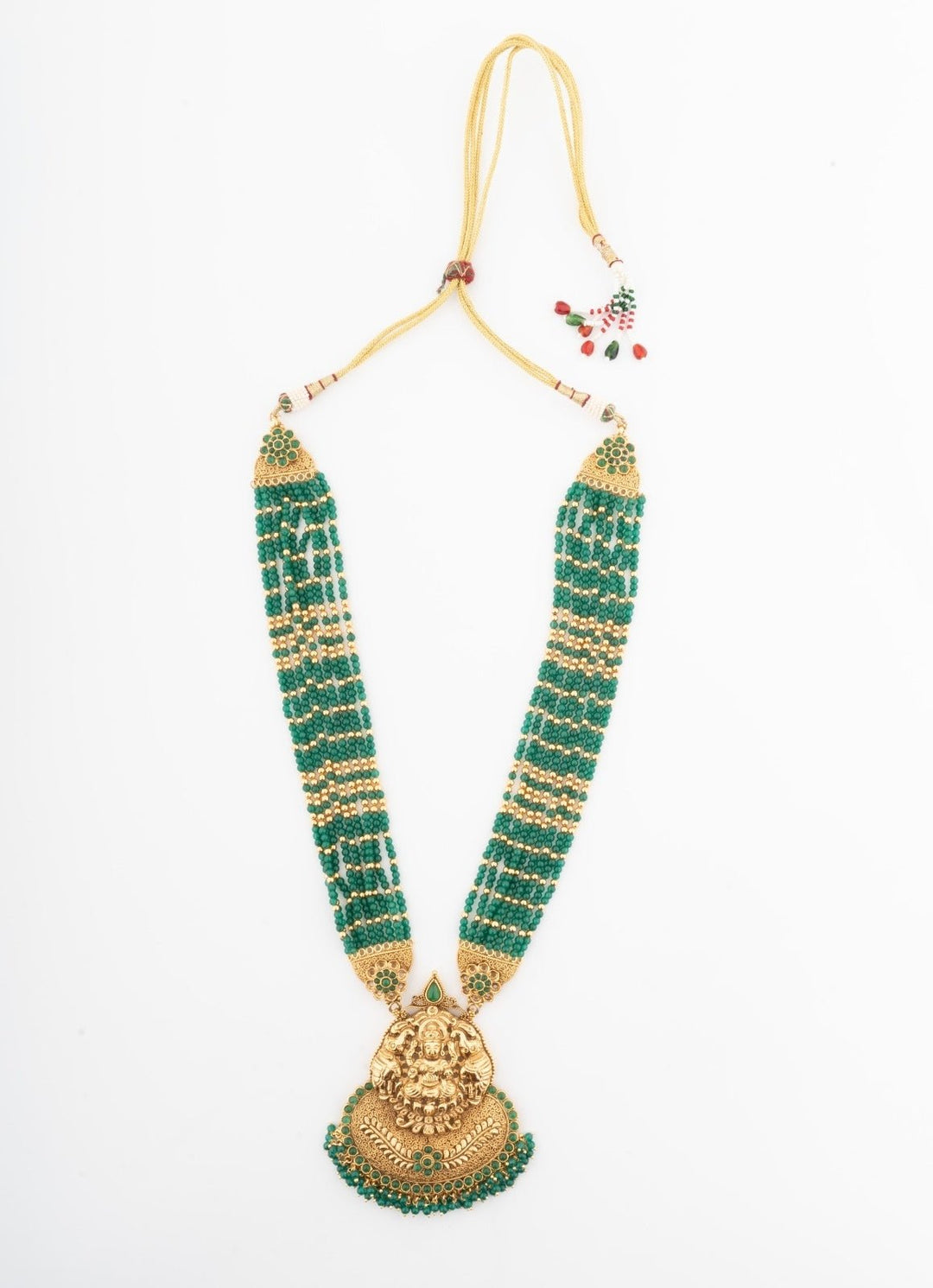 Vivinia By Vidhi Mehra Green Beaded Temple Pendant NecklaceFabilicious Fashion