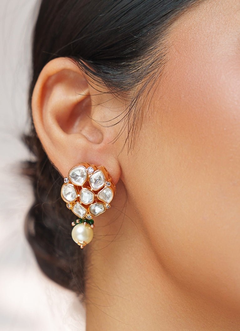 Green Beads And Polki Pearl Choker Set Zevar by Geeta - Fabilicious Fashion