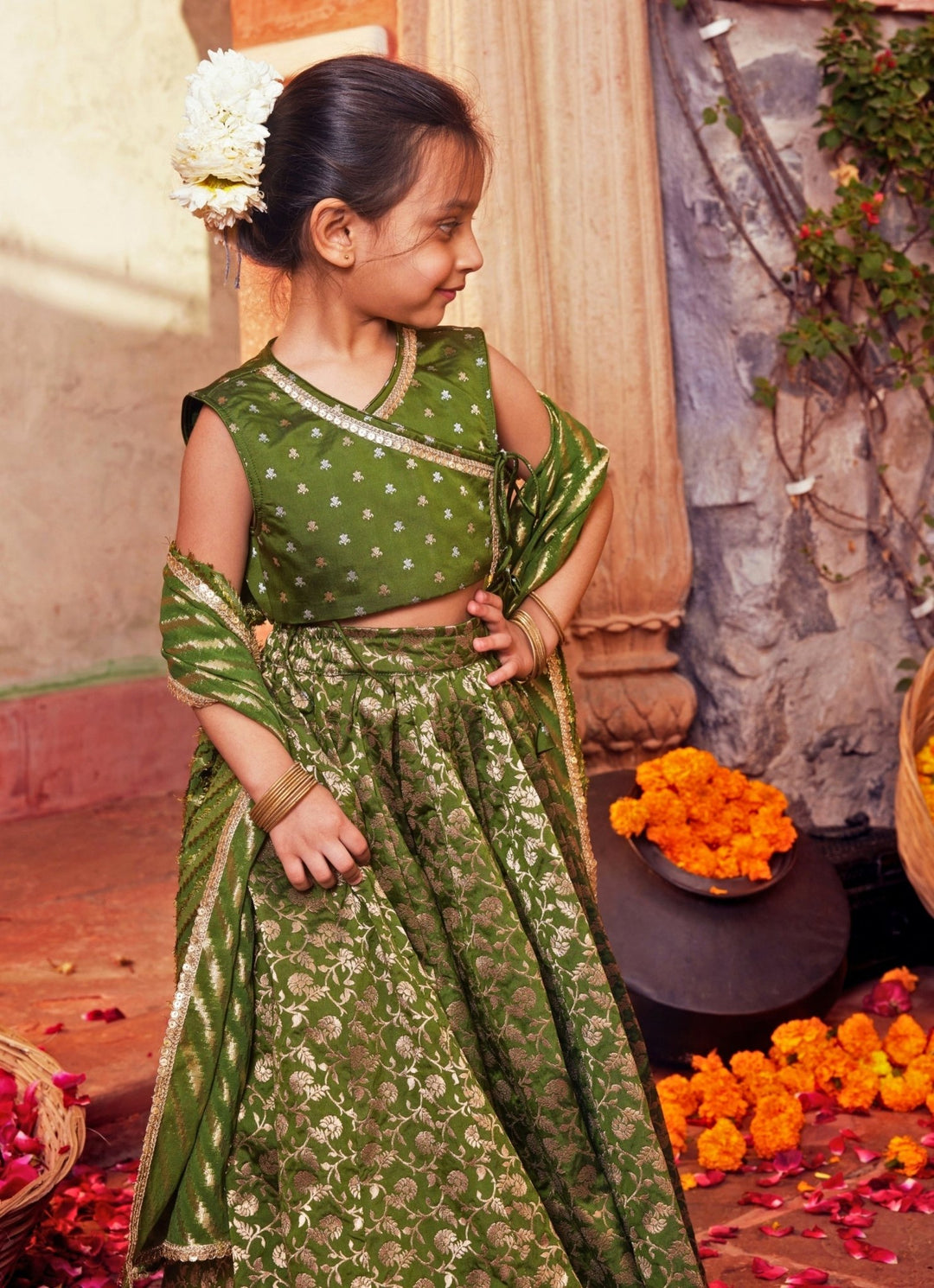 Chotibuti Green Brocade Silk Lehenga SetFabilicious Fashion