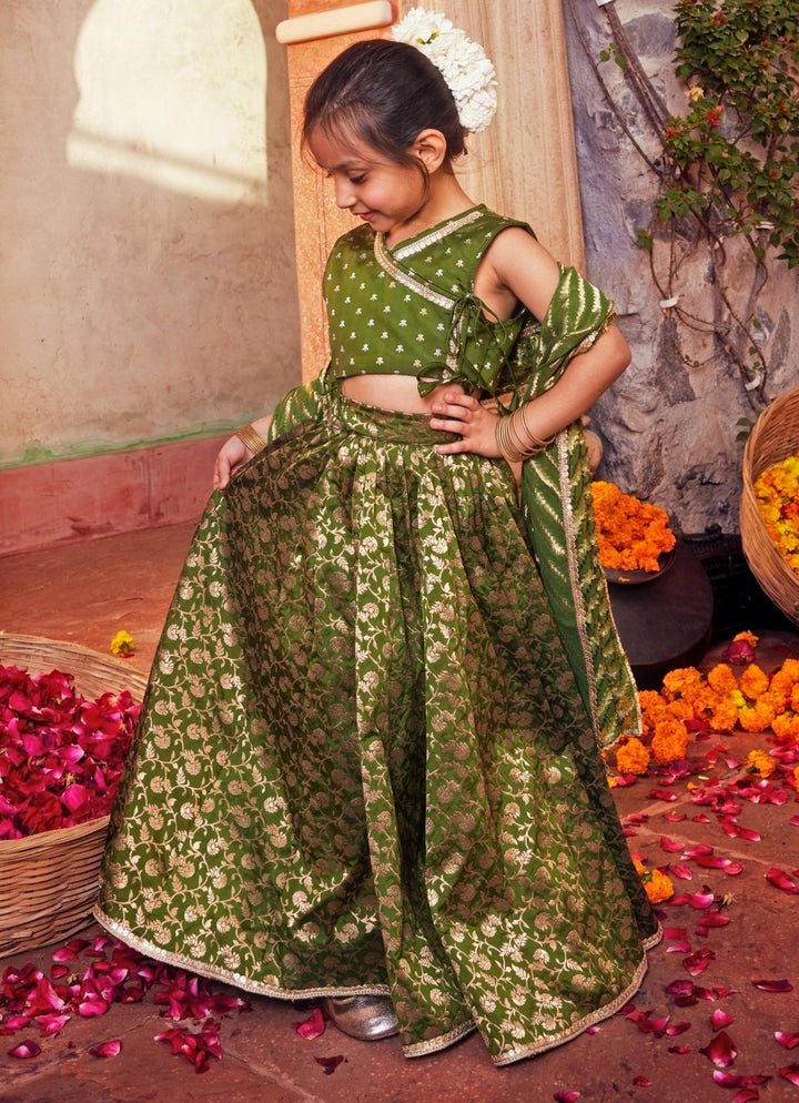 Chotibuti Green Brocade Silk Lehenga SetFabilicious Fashion