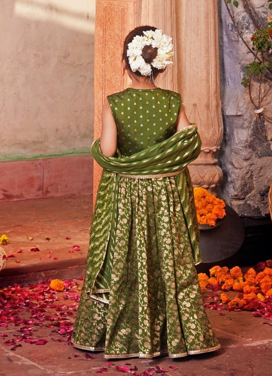Chotibuti Green Brocade Silk Lehenga SetFabilicious Fashion