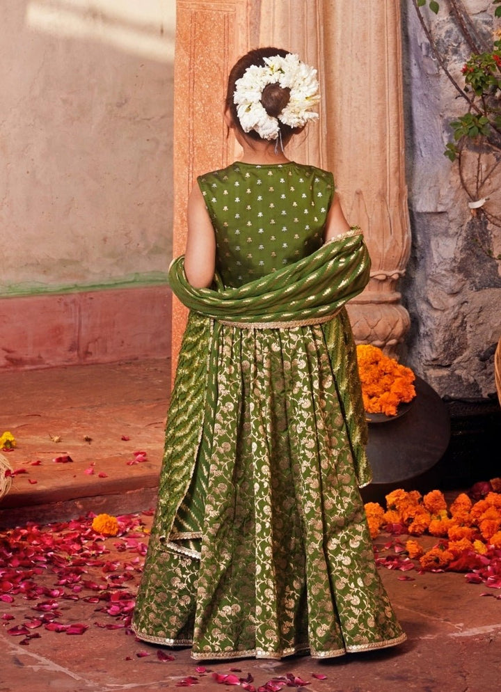 Chotibuti Green Brocade Silk Lehenga SetFabilicious Fashion