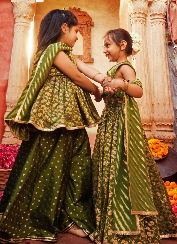 Chotibuti Green Brocade Silk Lehenga SetFabilicious Fashion