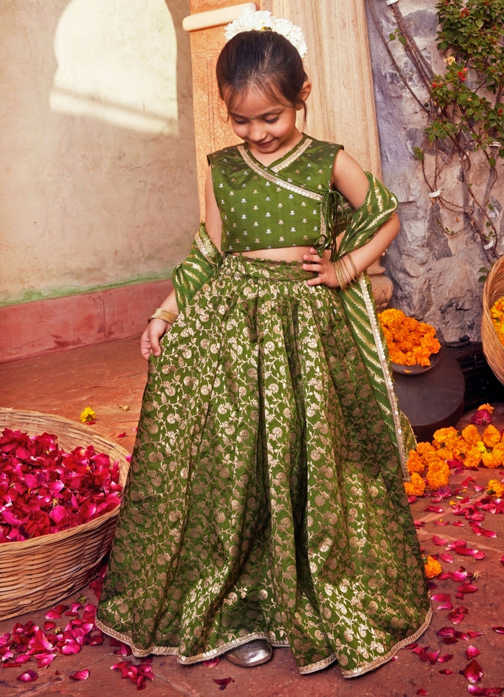 Chotibuti Green Brocade Silk Lehenga SetFabilicious Fashion