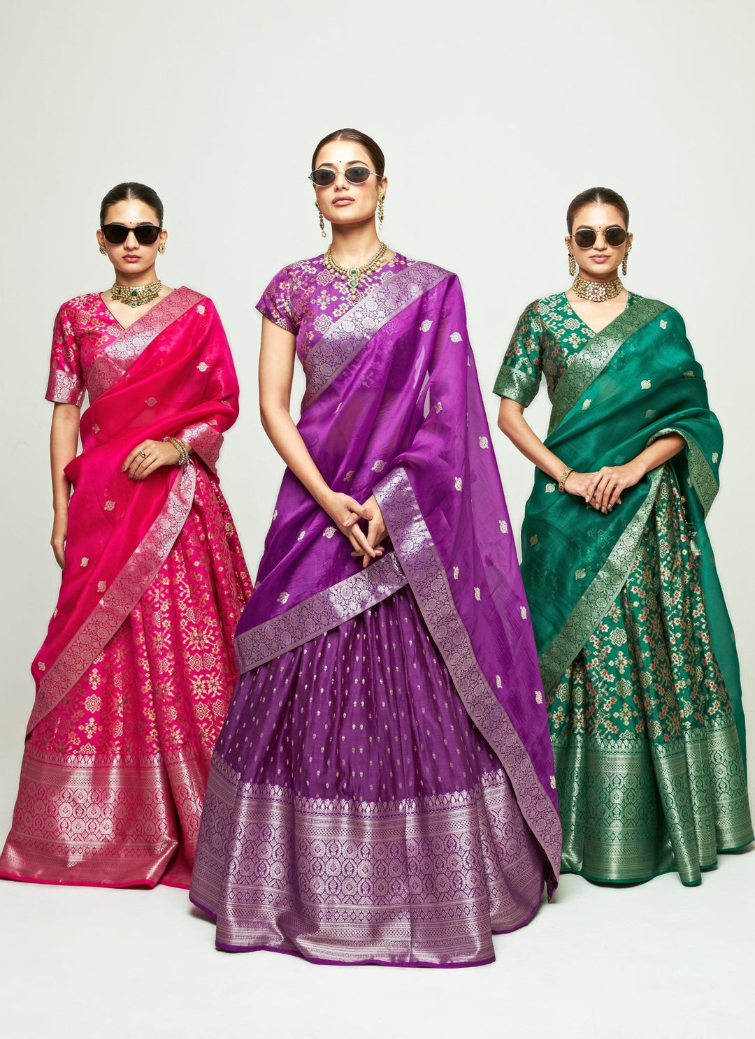 Sobariko Green Brocade Silk Lehenga SetFabilicious Fashion