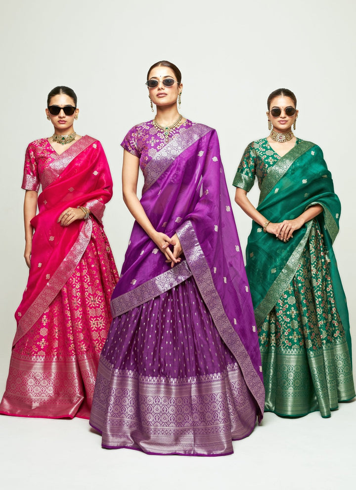 Sobariko Green Brocade Silk Lehenga SetFabilicious Fashion
