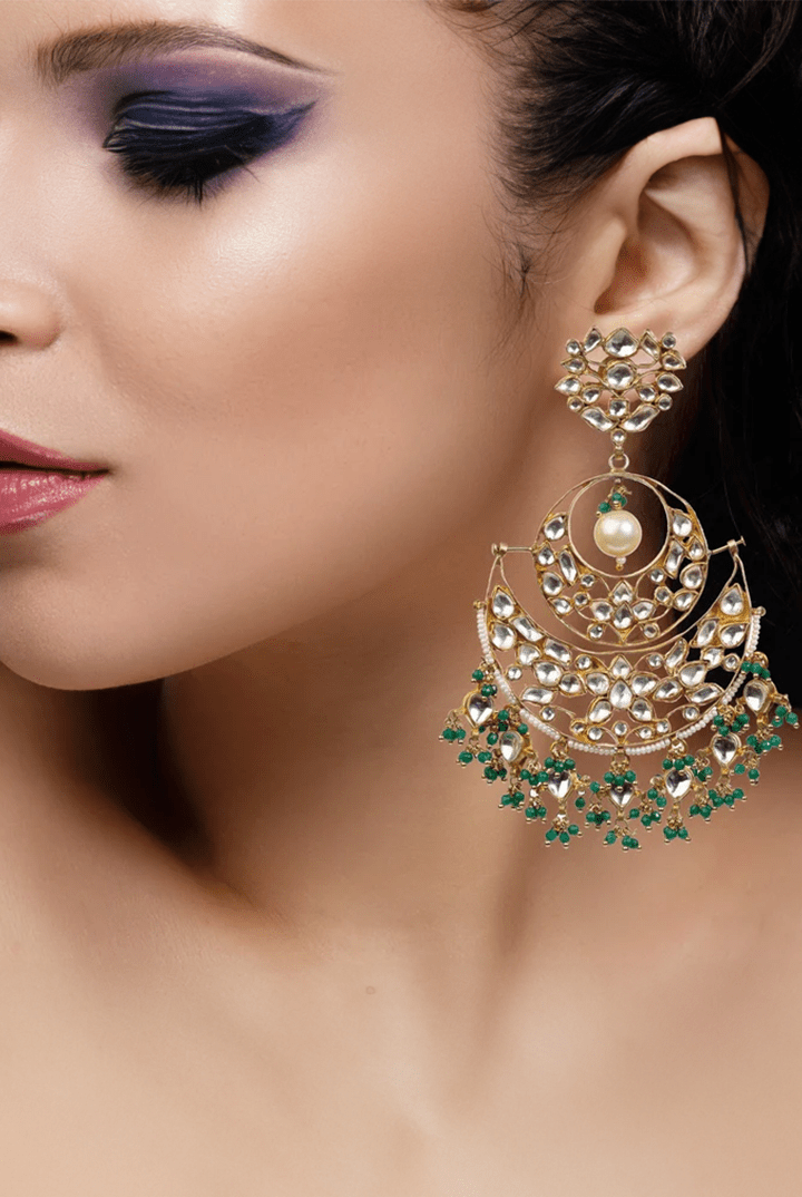 Green Chand Baali Earrings Riana by Shikha Jindal - Fabilicious Fashion