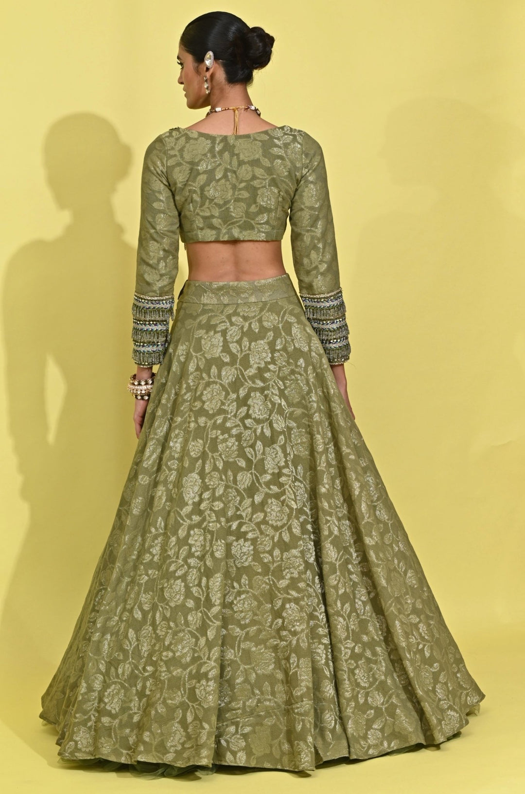 Rishi And Vibhuti Green Chanderi Georgette Lehenga SetFabilicious Fashion