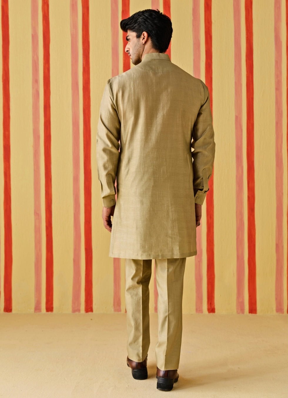 Studio Bagechaa - Men Green Chanderi Kurta SetFabilicious Fashion