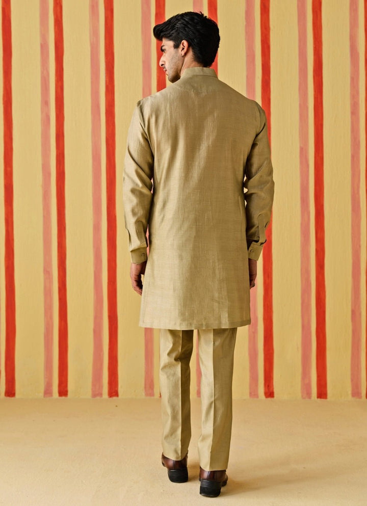 Studio Bagechaa - Men Green Chanderi Kurta SetFabilicious Fashion