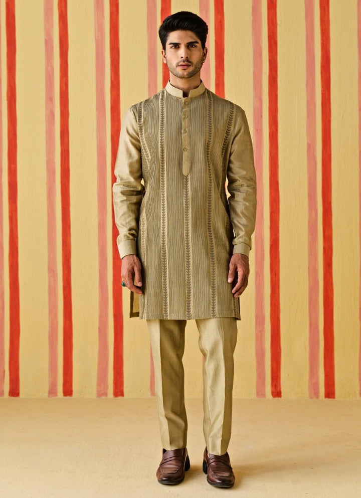Studio Bagechaa - Men Green Chanderi Kurta SetFabilicious Fashion