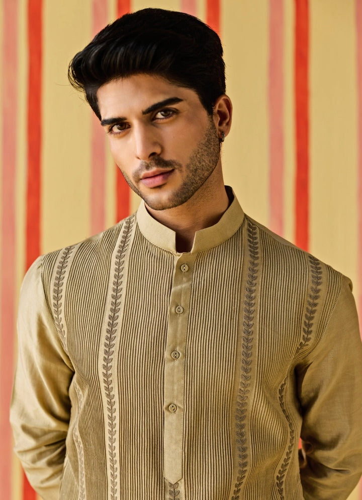 Studio Bagechaa - Men Green Chanderi Kurta SetFabilicious Fashion