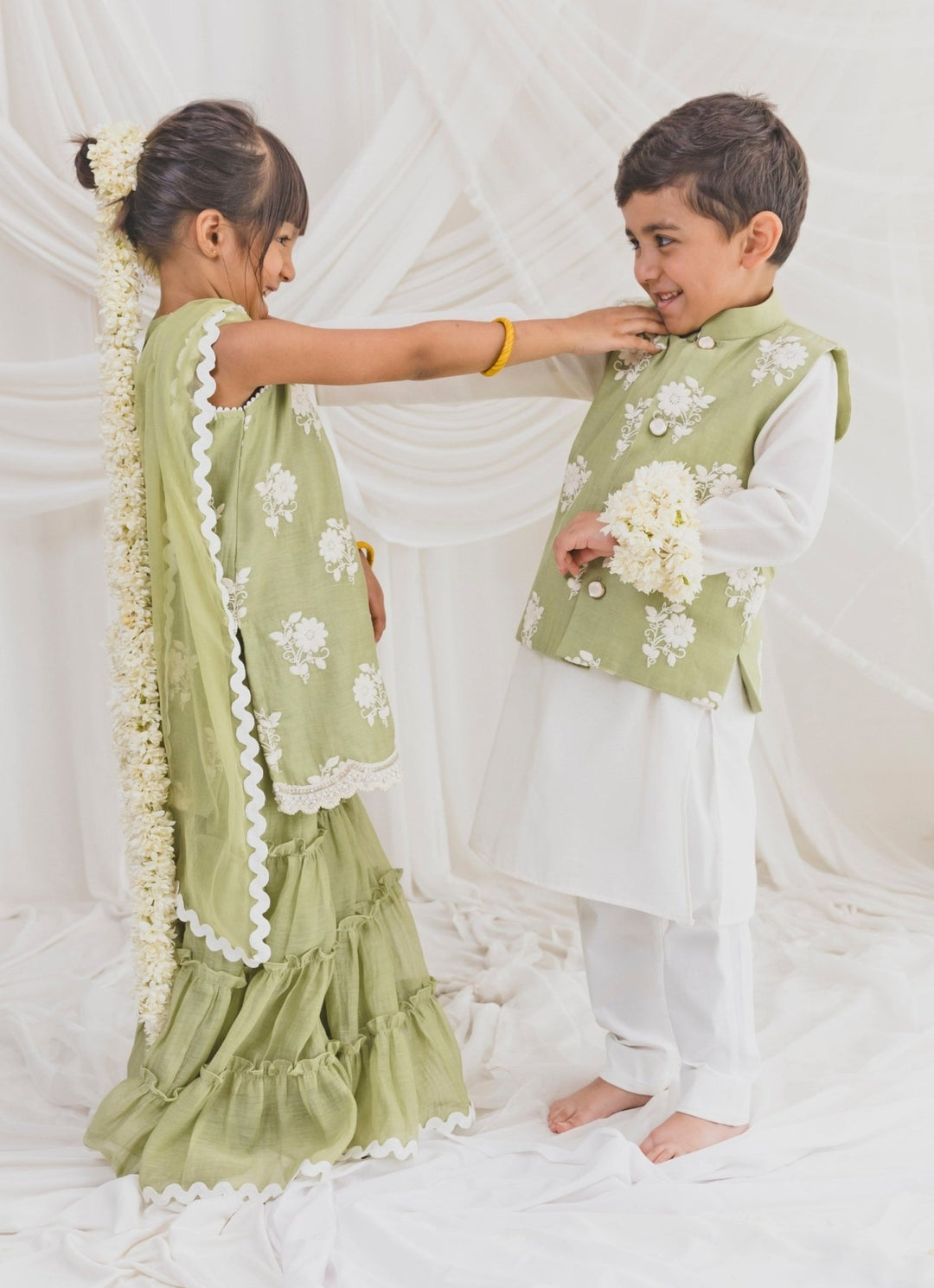 Chotibuti Green Chanderi Kurta Sharara SetFabilicious Fashion