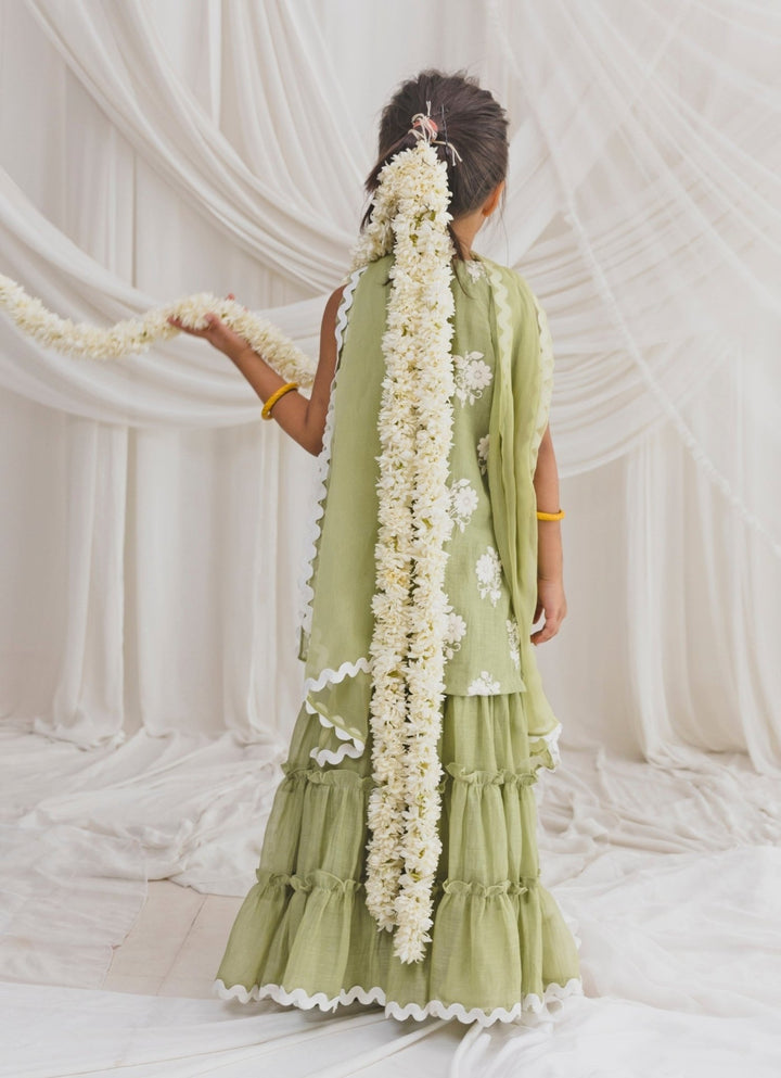 Chotibuti Green Chanderi Kurta Sharara SetFabilicious Fashion