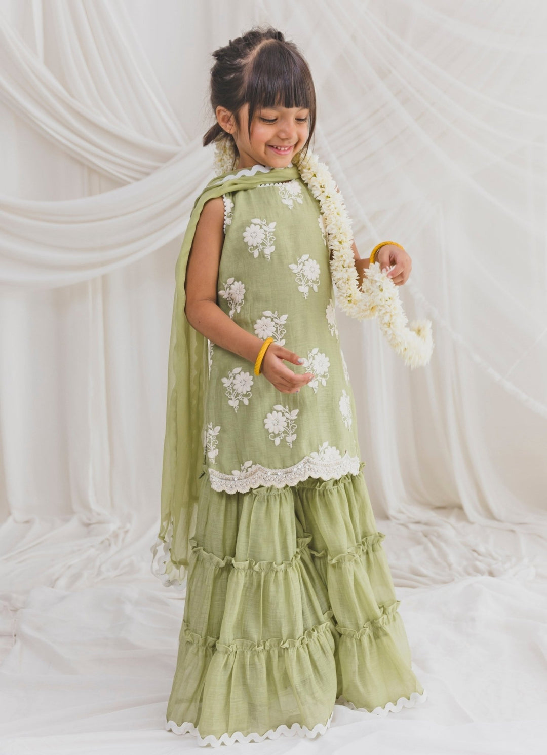 Chotibuti Green Chanderi Kurta Sharara SetFabilicious Fashion