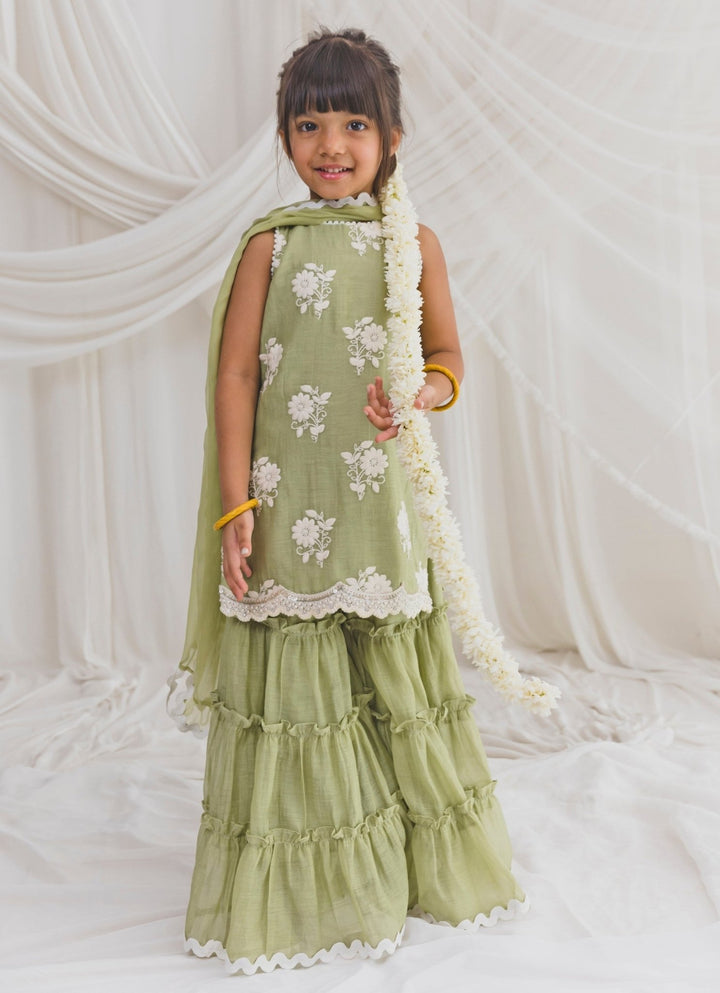 Chotibuti Green Chanderi Kurta Sharara SetFabilicious Fashion