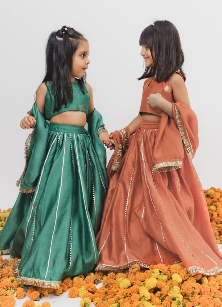 Chotibuti Green Chanderi Lehenga SetFabilicious Fashion