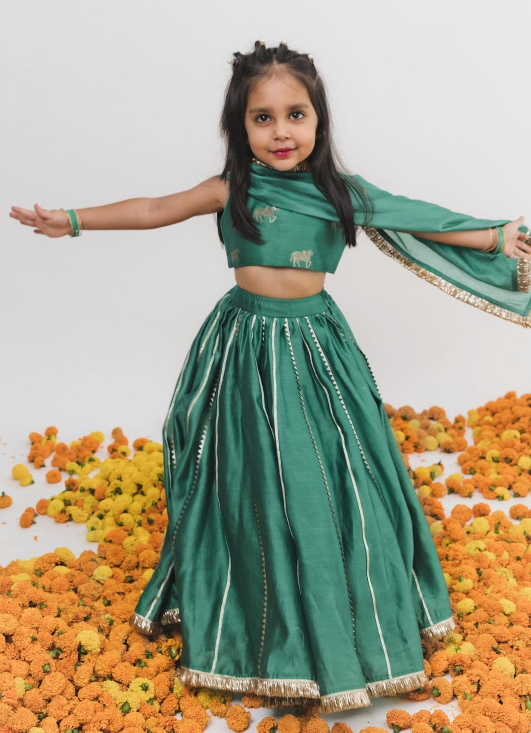 Chotibuti Green Chanderi Lehenga SetFabilicious Fashion