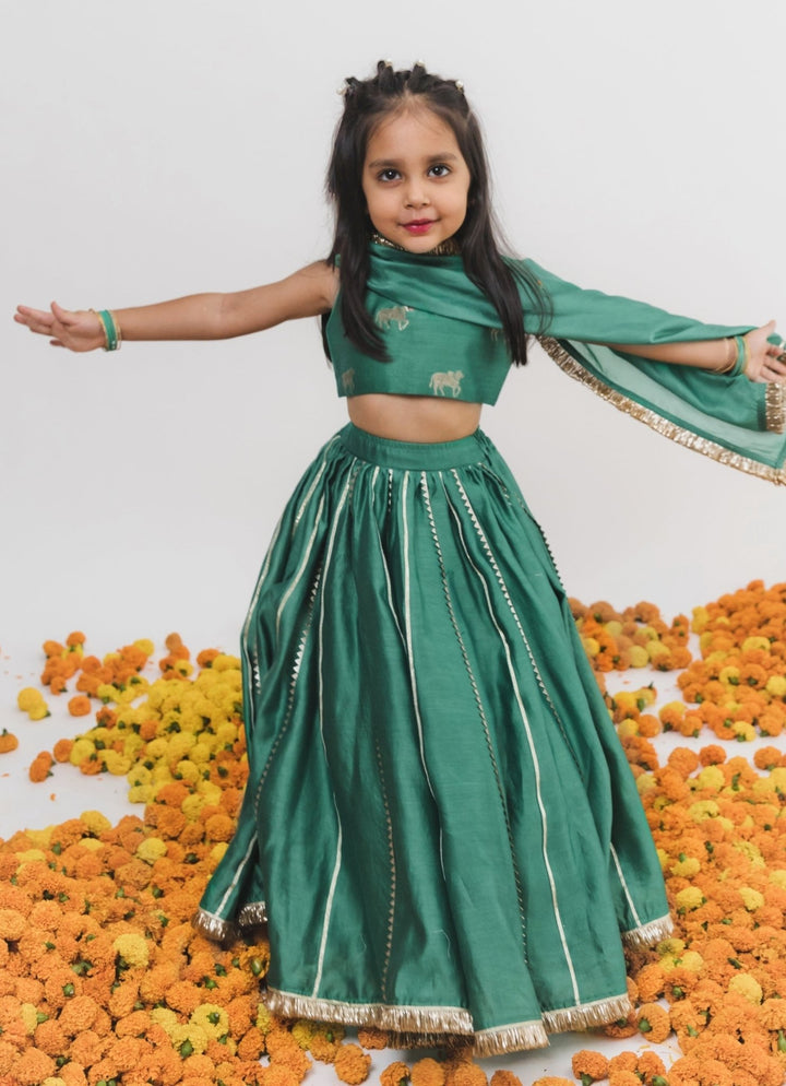 Chotibuti Green Chanderi Lehenga SetFabilicious Fashion
