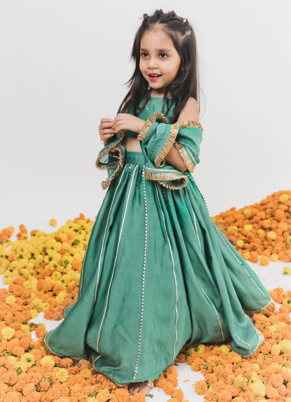 Chotibuti Green Chanderi Lehenga SetFabilicious Fashion