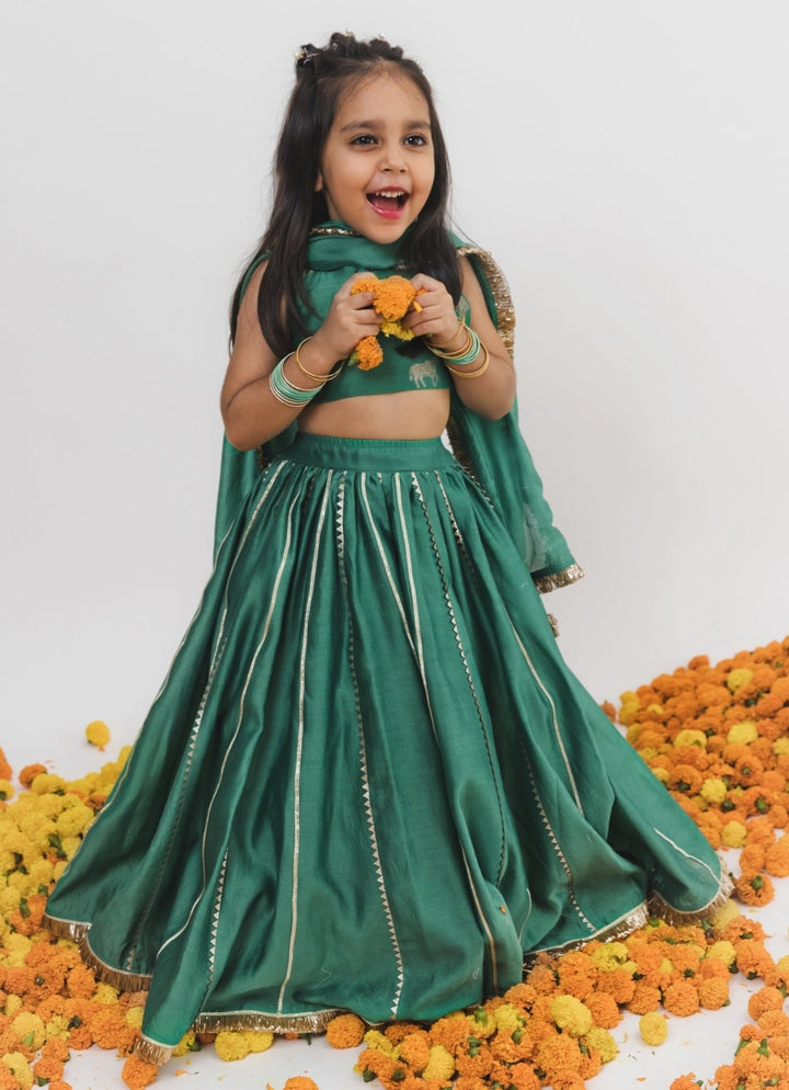 Chotibuti Green Chanderi Lehenga SetFabilicious Fashion