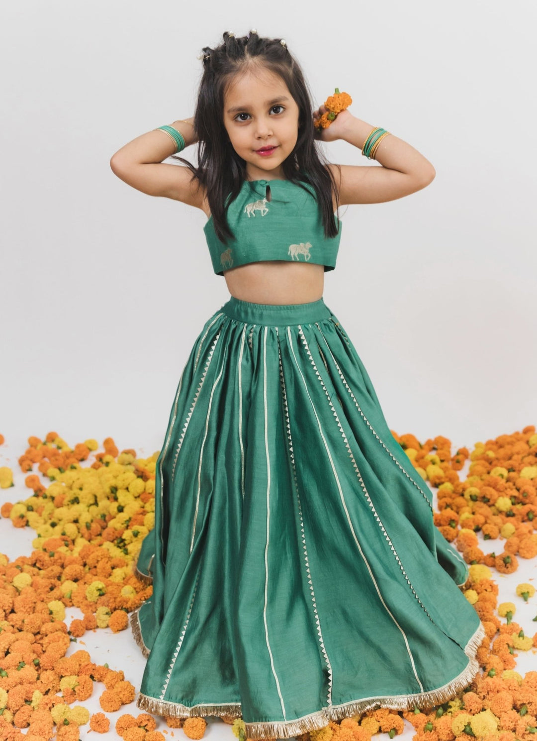 Chotibuti Green Chanderi Lehenga SetFabilicious Fashion