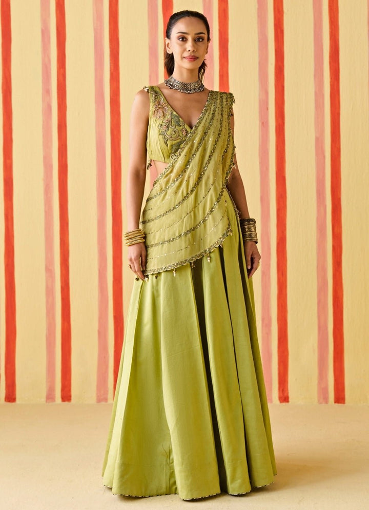 Studio Bagechaa Green Chanderi Lehenga SetFabilicious Fashion