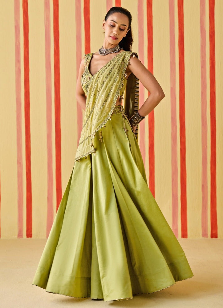 Studio Bagechaa Green Chanderi Lehenga SetFabilicious Fashion