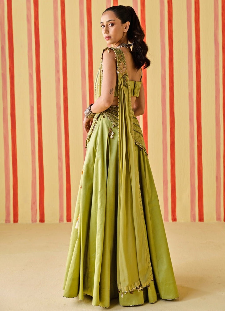 Studio Bagechaa Green Chanderi Lehenga SetFabilicious Fashion