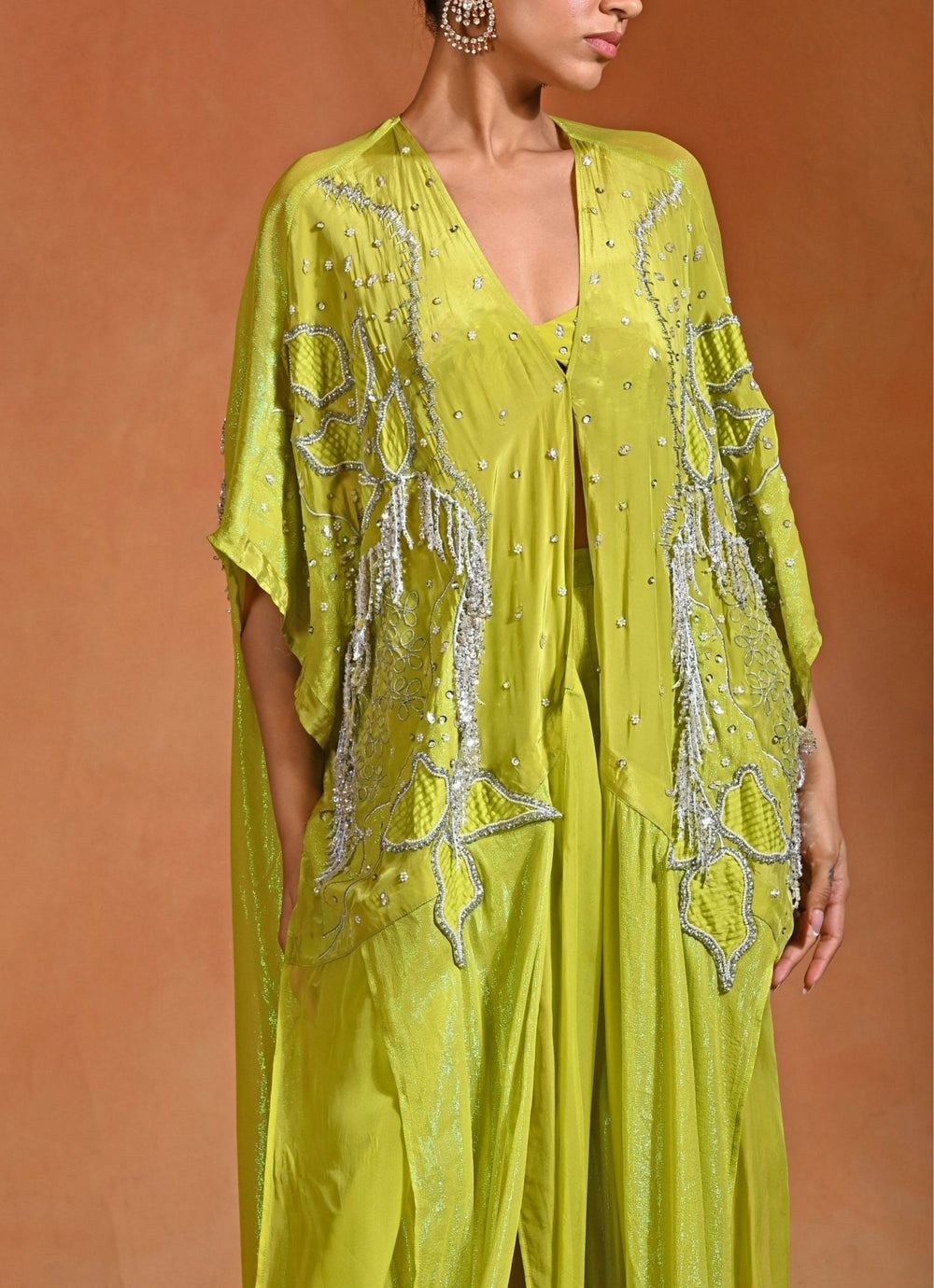 Rishi and Vibhuti Green Crepe Kaftan Pants SetFabilicious Fashion