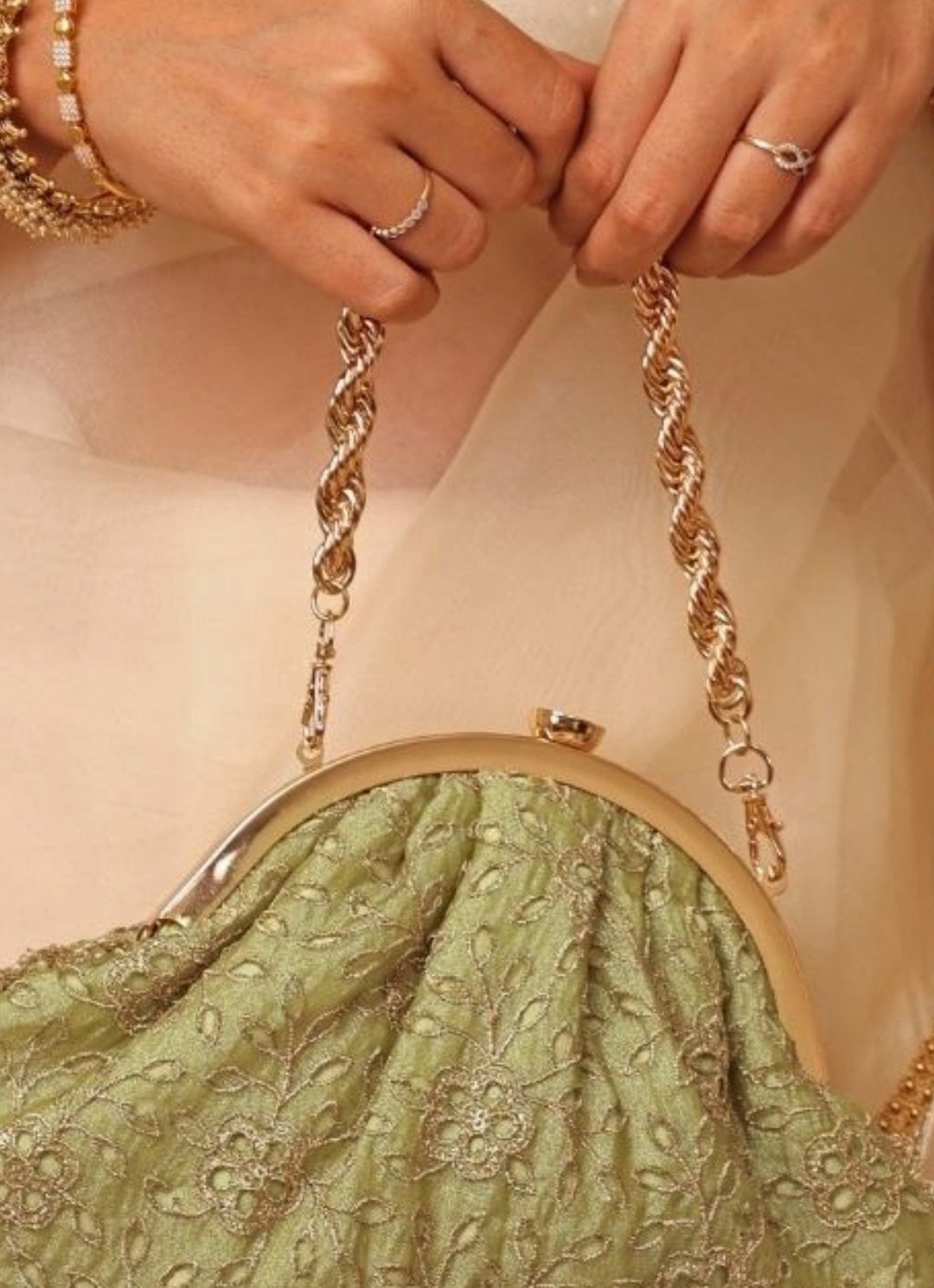 Amyra Green Cutwork Vintage PurseFabilicious Fashion