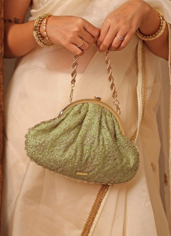 Amyra Green Cutwork Vintage PurseFabilicious Fashion
