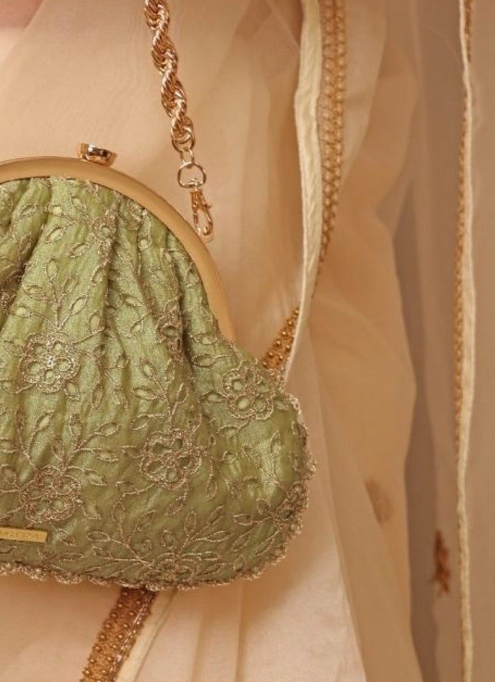 Amyra Green Cutwork Vintage PurseFabilicious Fashion