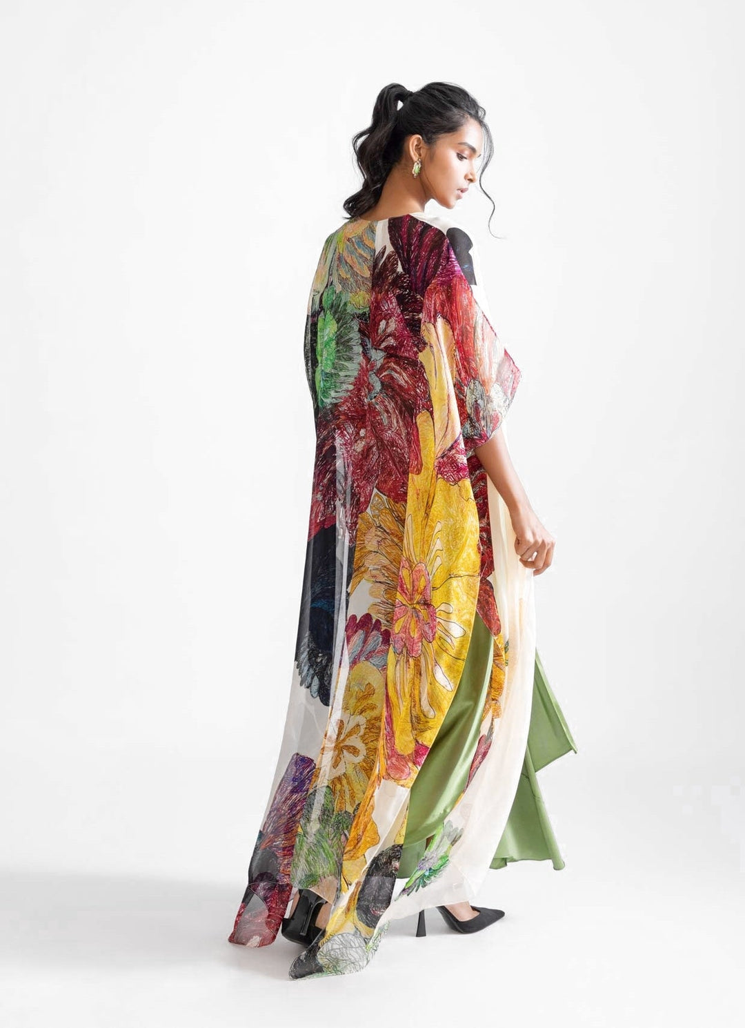 Green Daisy Print Cape Set Saaksha & Kinni - Fabilicious Fashion