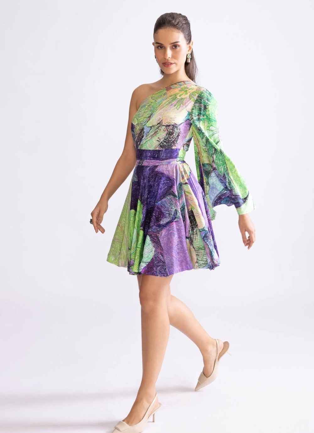 Green Daisy Print Dress Saaksha & Kinni - Fabilicious Fashion