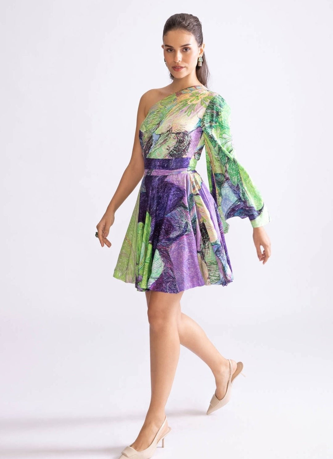 Green Daisy Print Dress Saaksha & Kinni - Fabilicious Fashion