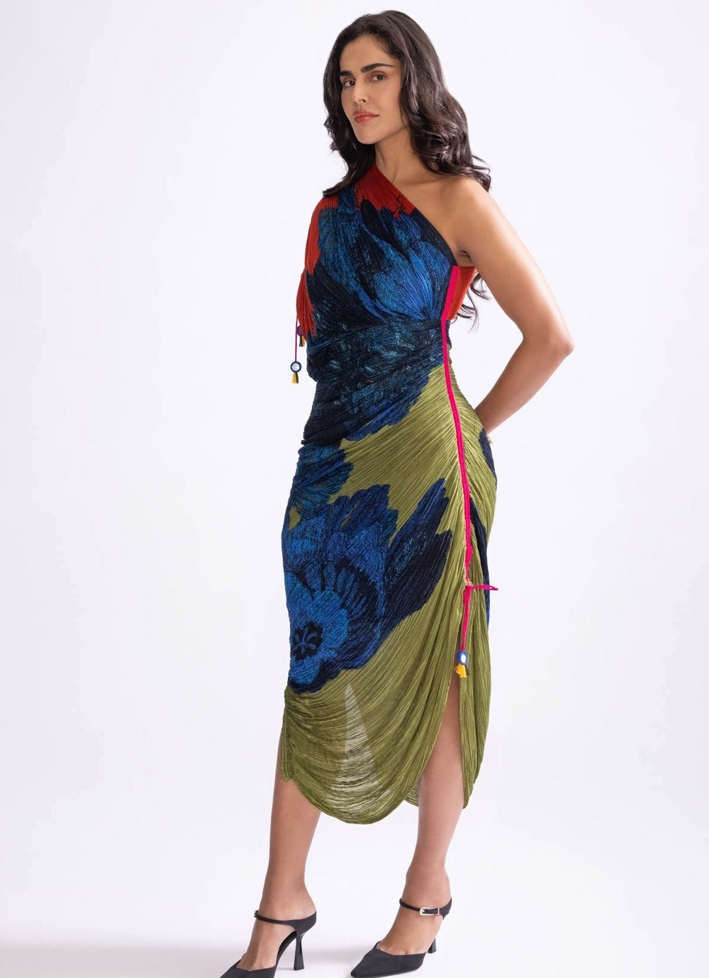 Green Daisy Print Dress Saaksha & Kinni - Fabilicious Fashion